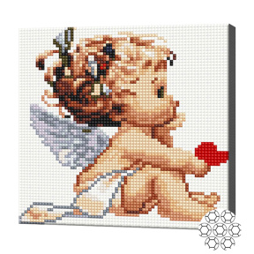 Ангелочек, 20х20 см, алмазная мозаика, круглые кристаллы