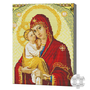 Fecioara Maria cu pruncul, 40х50 cm, mozaic cu diamante, cristale pătrate