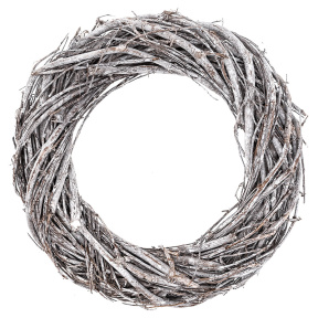 Coroniță împletită din ramuri 20 cm - alb