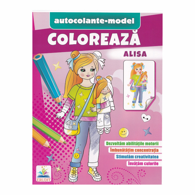 Colorează+autocolante. Alisa