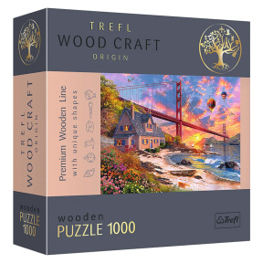 Apus de soare la Golden Gate. Puzzle-uri din lemn, 1000 de piese