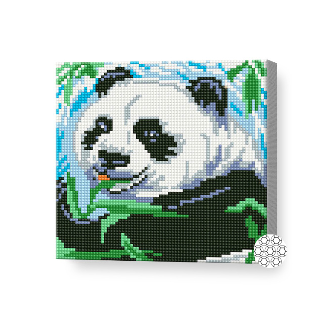 Pandă drăguță, 20x20 cm, mozaic cu diamante