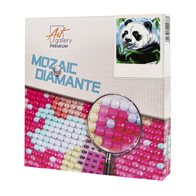 Pandă drăguță, 20x20 cm, mozaic cu diamante