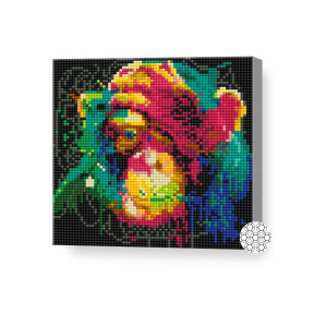 Cimpanzeul multicolor, 20x20 cm, mozaic cu diamante