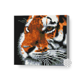 Tigru, 20x20 cm, mozaic cu diamante