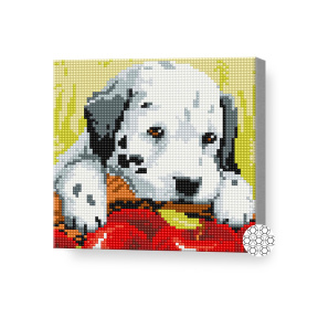 Щенок далматин, 20x20 см, алмазная мозаика