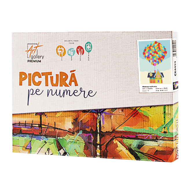 Căsuța cu baloane, 20х30 cm, pictură pe numere