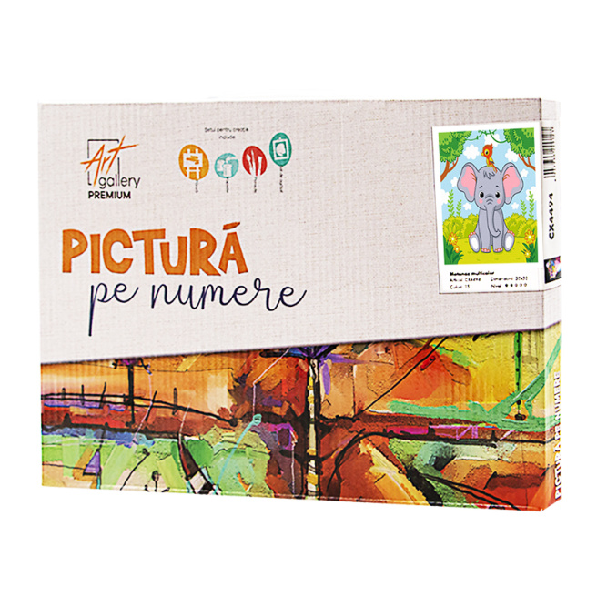 Elefantul și păsărica, 20х30 cm, pictură pe numere