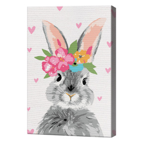 Зайчик с цветочным венком, 20х30 см, картина по номерам