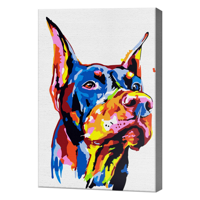 Doberman în acuarelă, 20х30 cm, pictură pe numere