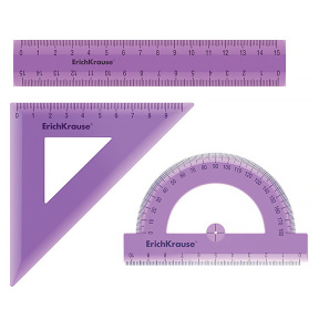 Set de rigle din plastic Erich Krause Neon 4 elemente(rigla 15 cm), violet