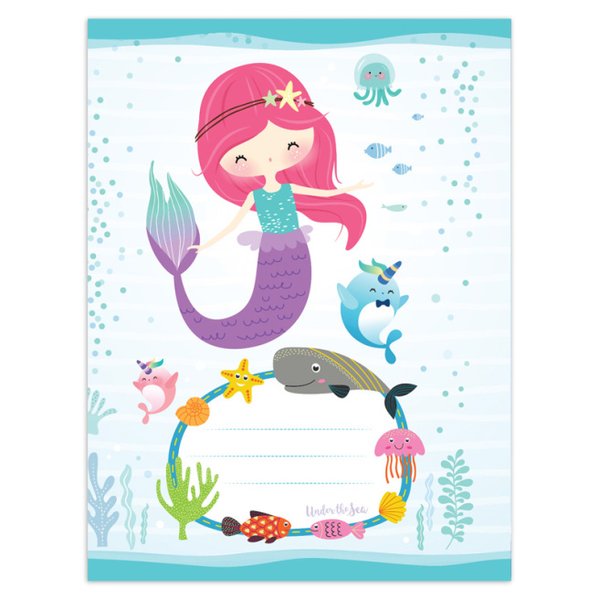 Тетрадь 24 листа, Евро, косая линейка, Mermaid