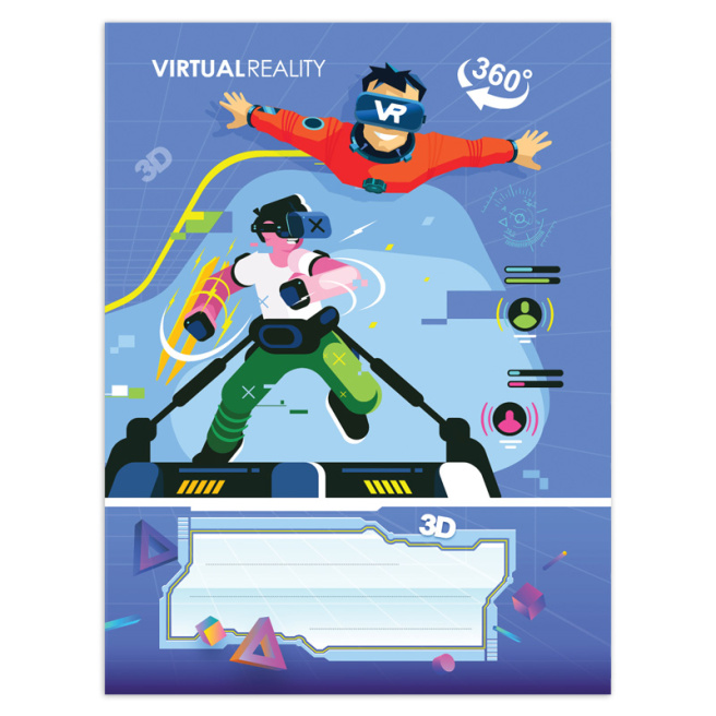 Тетрадь 24 листа, Евро, косая линейка, Virtual Reality