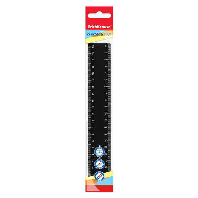 Riglă din plastic ErichKrause Classic 20 cm neagră
