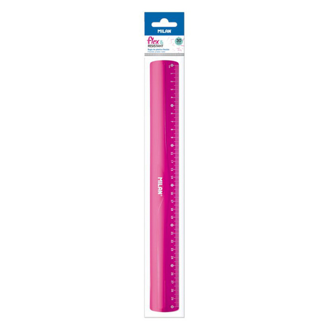 Riglă MILAN 30 сm "Flex & resistant", flexible, roz