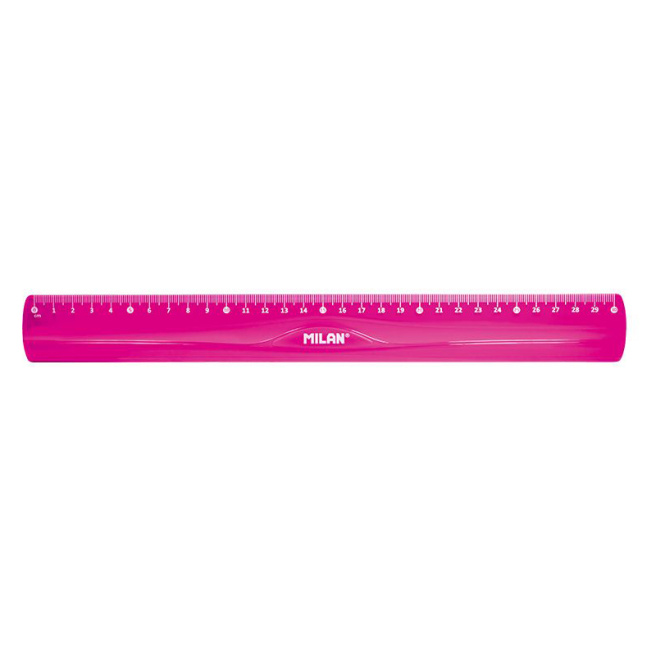 Riglă MILAN 30 сm "Flex & resistant", flexible, roz