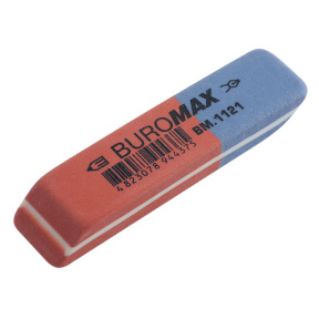 Ластик Buromax, скошенный комбинированный, красно-синий, (по штучно)