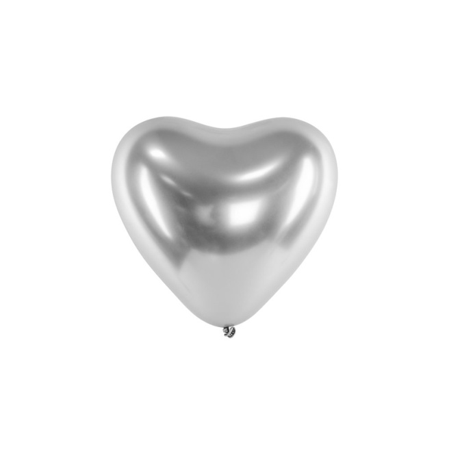 Balon din latex lucios, Inimă, argintiu
