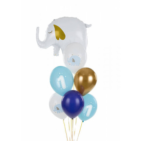 Balon, 1 an, Elefant, albastru deschis