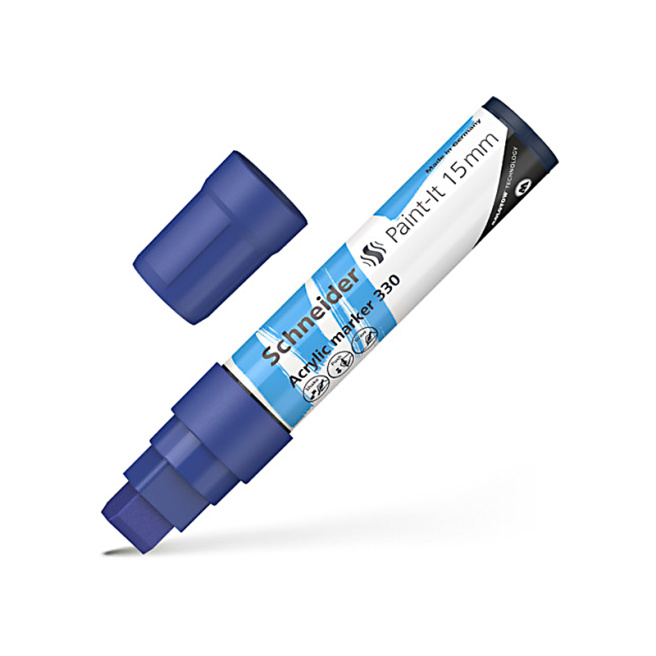 Маркер акриловый Schneider Paint-It 330 15мм, прямоугольный, синий