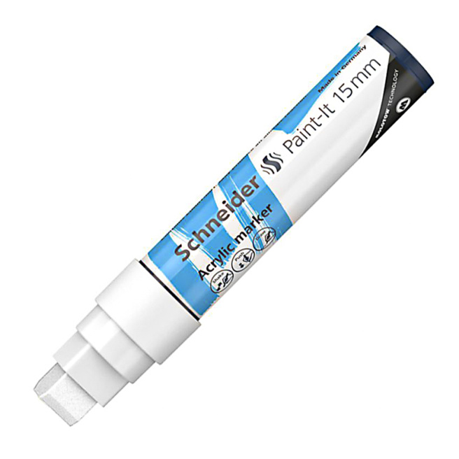 Marker acrilic Schneider Paint-It 330 15mm, dreptunghiular, alb