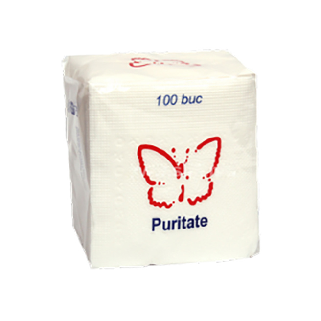Șervețele de hârtie Puritate, albe, 100 bucăți