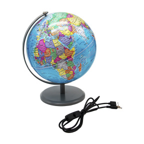 Глобус с политической картой мира с подсветкой, 20 см, политический, (PVC+USB)