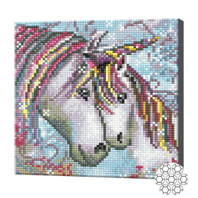 Единороги мама и детеныш, 20x20 см, алмазная мозаика