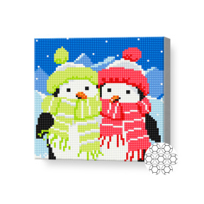 Братья пингвины, 20x20 см, алмазная мозаика