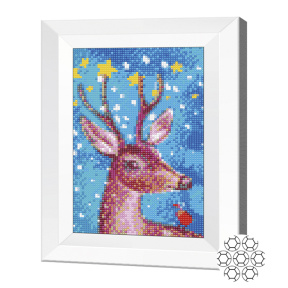 Олень среди звезд, 20х30 см, алмазная мозаика, круглые кристаллы