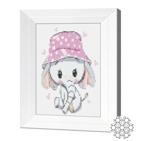 Слоненок в панаме, 20х30 см, алмазная мозаика, круглые кристаллы