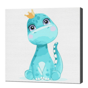 Динозаврик в короне, 20х20 см, картина по номерам