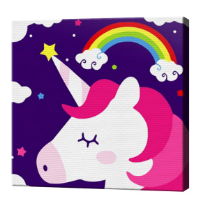 Единорог и радуга, 20х20 см, картина по номерам