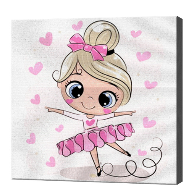 Balerina cu inimioare, 20х20 cm, pictură pe numere
