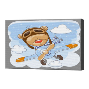 Мишка-авиатор, 20х30 см, картина по номерам