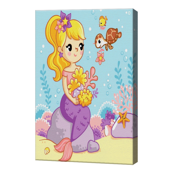 Sirena cu broscuța țestoasă, 20х30 cm, pictură pe numere