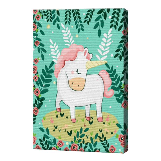 Unicorn în frunze, 20х30 cm, pictură pe numere