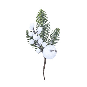 Decor pentru creație, Crenguță de pin cu fructe de pădure albe și măr, 24 cm