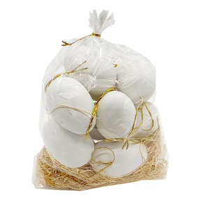 Set ouă plastic de Paște 12 buc, 8 cm, culoare albă