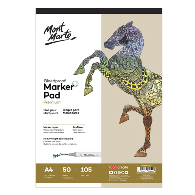 Bloc de desen A4, 105 gsm, 50 foi, pentru marker
