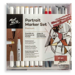 Set pentru desenul portretelor 12 piese (markere, liners, creion, radieră)