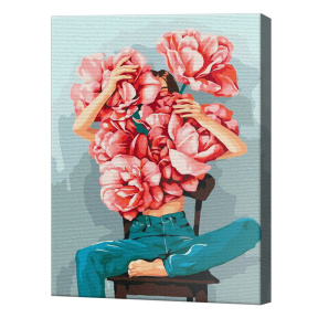 Îmbrățișarea cu bujori, 30x40 cm, pictură pe numere