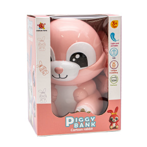 Копилка "Кролик", со светом, розовая