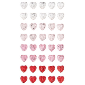 Cristale autoadezive Heart, 40 buc. alb, roz, roșu