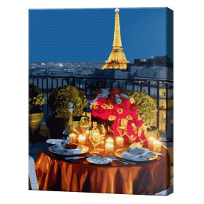 Cină romantică la Paris, 40х50 cm, pictură pe numere