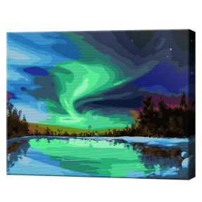 Aurora Boreală, 40х50 cm, pictură pe numere