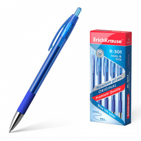 Ручка гелевая ErichKrause на кнопке 0,5 мм R-301 Original Gel Matic&Grip, синяя