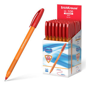 Ручка шариковая ErichKrause 1 мм U-108 Orange Stick, красная