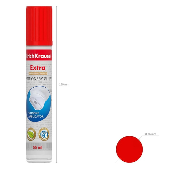 Adeziv cu aplicator din silicon pentru birou, ErichKrause 55 ml