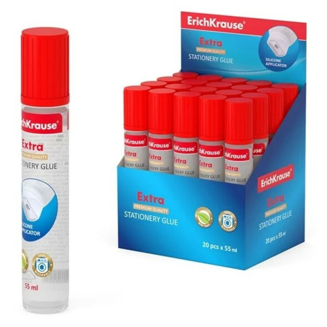 Adeziv cu aplicator din silicon pentru birou, ErichKrause 55 ml